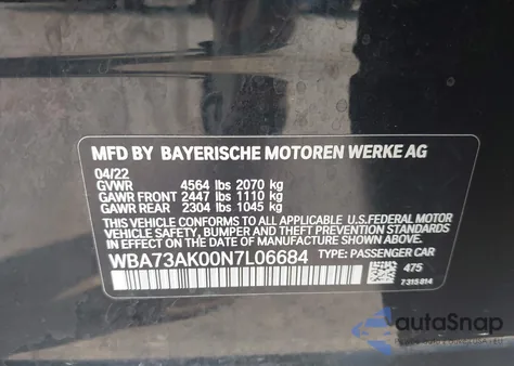 2022 BMW 228 Gran Coupe I xDrive z USA, uszkodzony, nr VIN WBA73AK00N7L06684